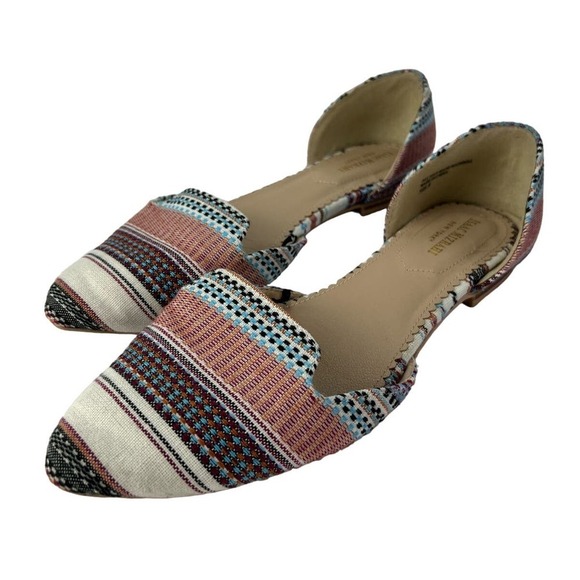 Isaac Mizrahi New York 9 Patterned Multicolored Woven  Canvas Boho Slip On Flats - Picture 1 of 7